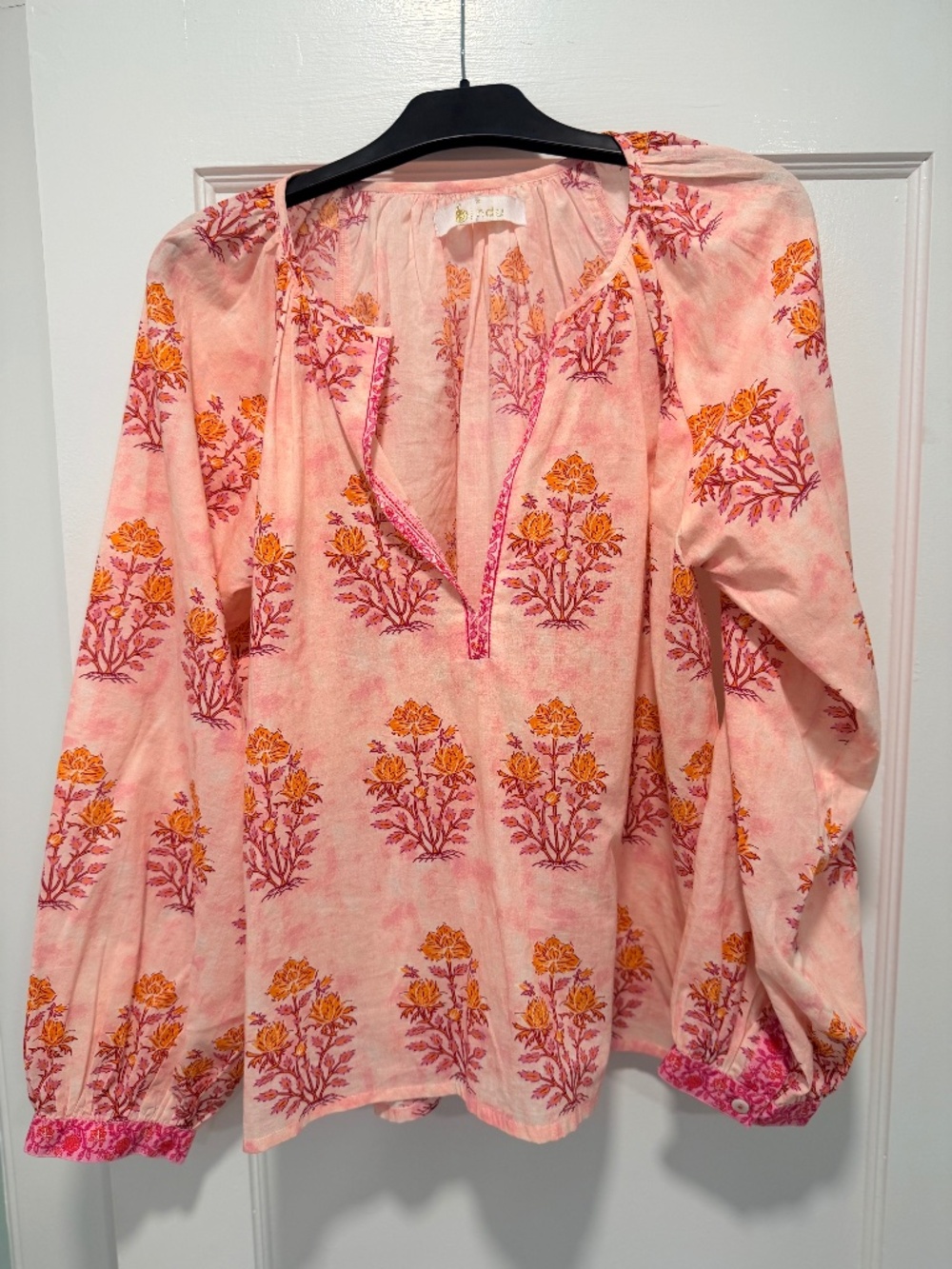 Batik Print Bindu Top - Size S - Pink Floral Print
